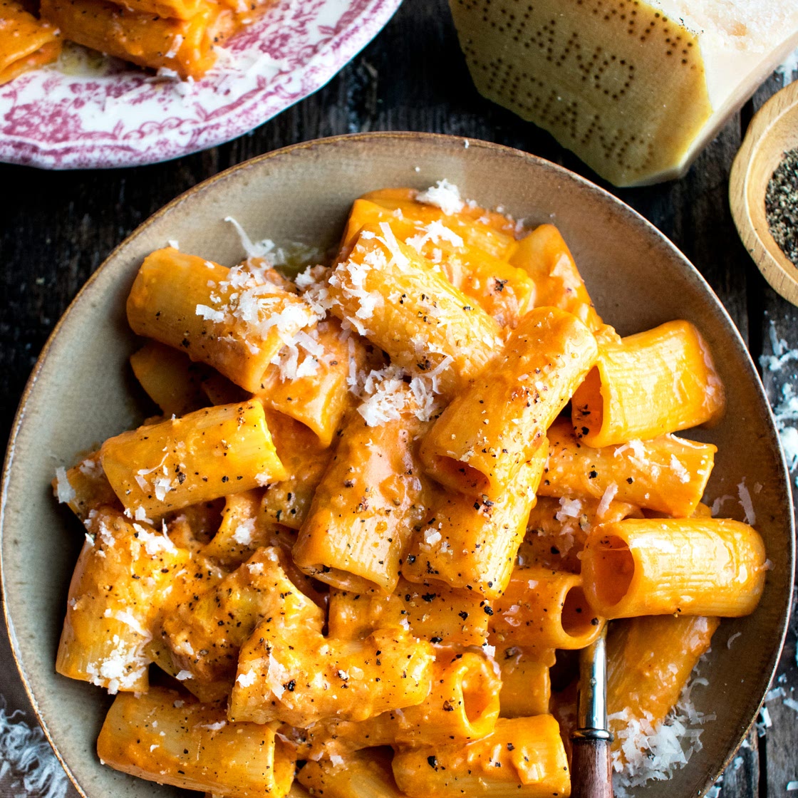 Rigatoni with Creamy Brandy Tomato Sauce