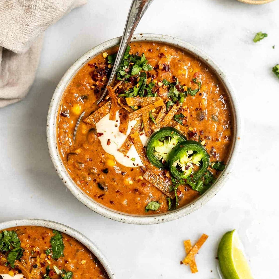 Vegan Lentil Tortilla Soup