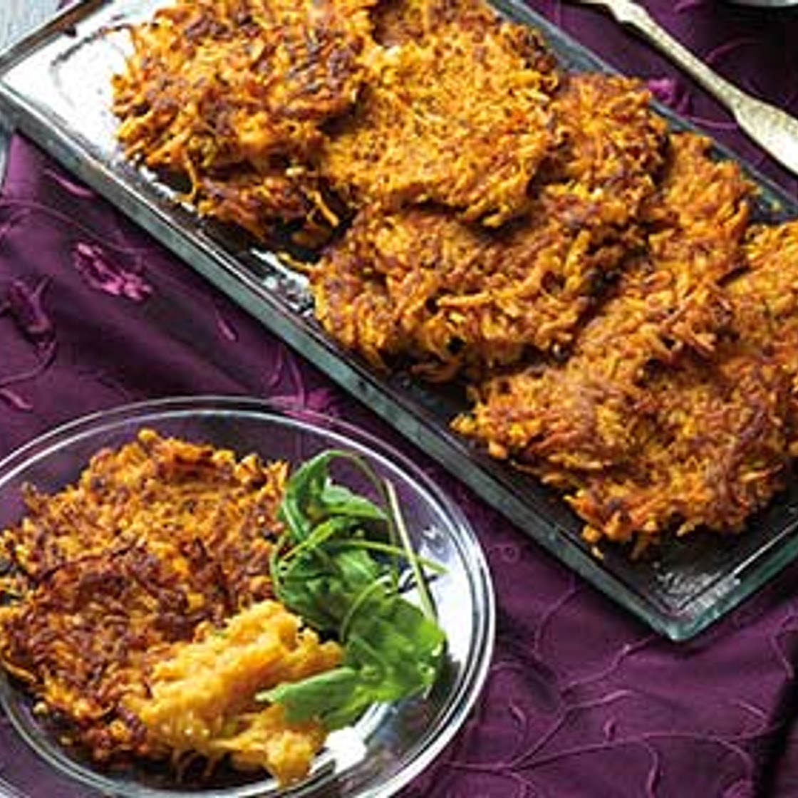 Sweet potato latkes with apple sauce