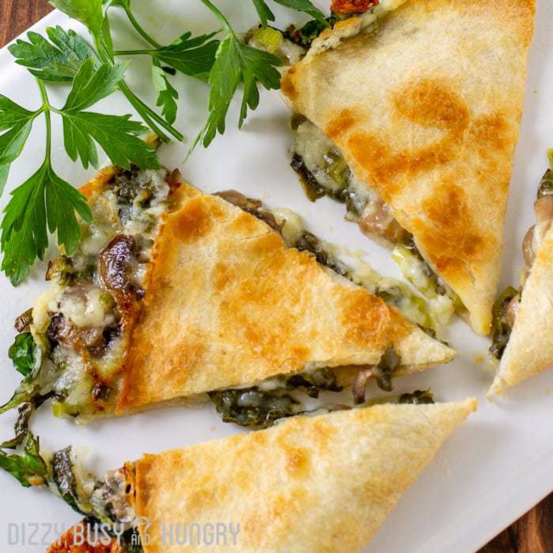 Baked Spinach Mushroom Quesadillas