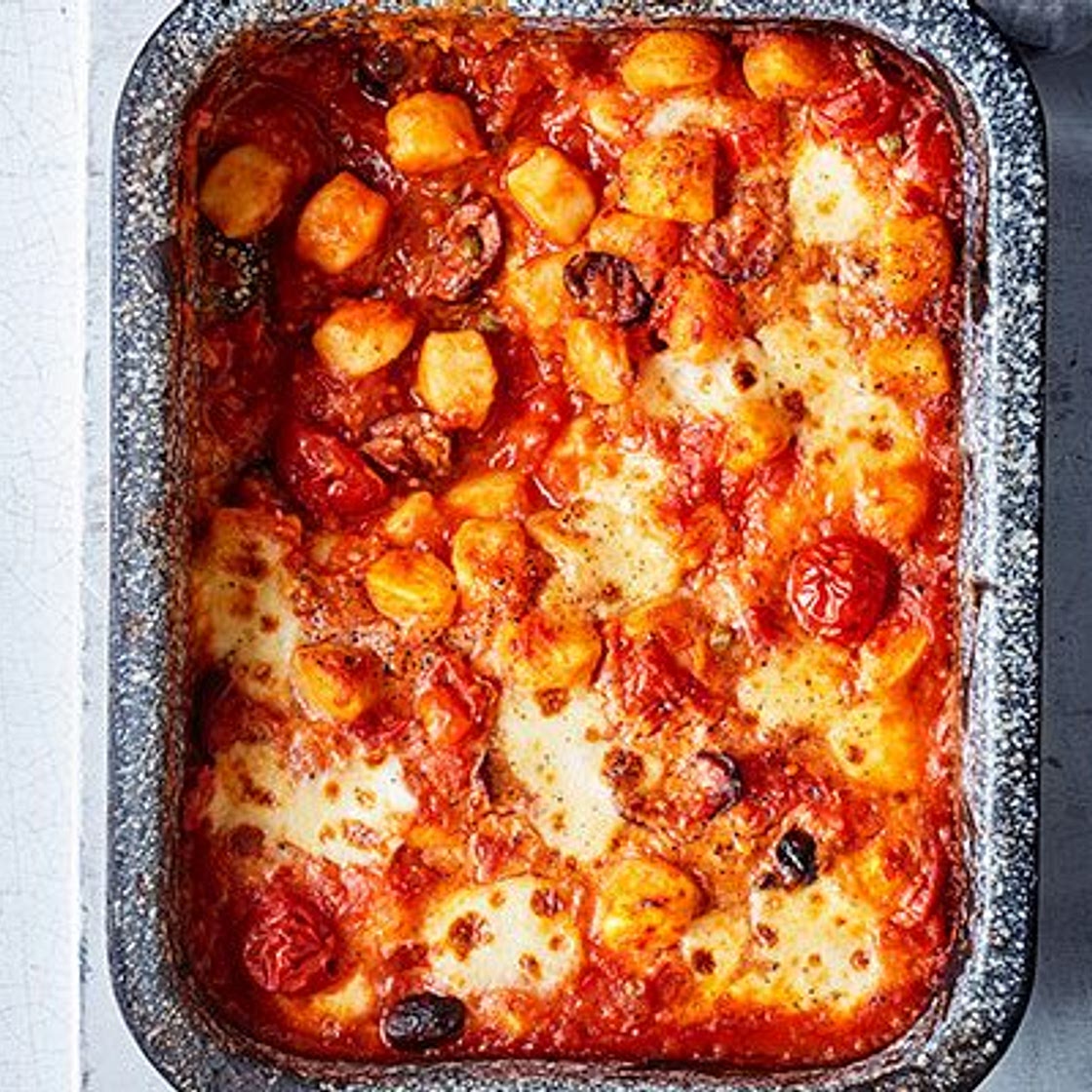 Puttanesca baked gnocchi