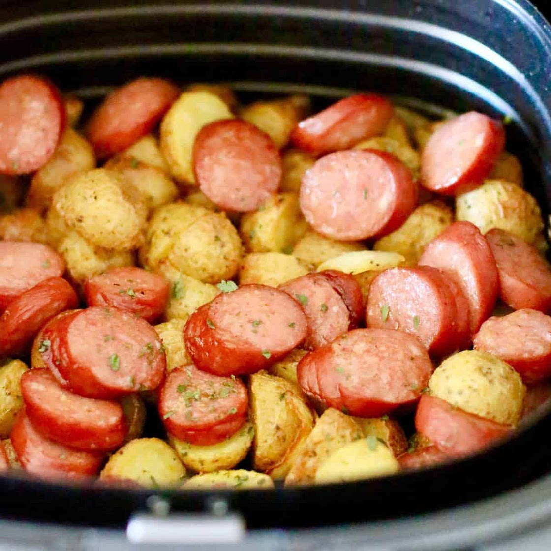 Air Fryer Potatoes and Sausage (+Video)