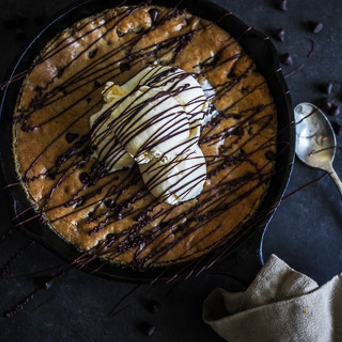 Giant Skillet Chocolate Chip Cookie Pizookie With Nutella Filling!
