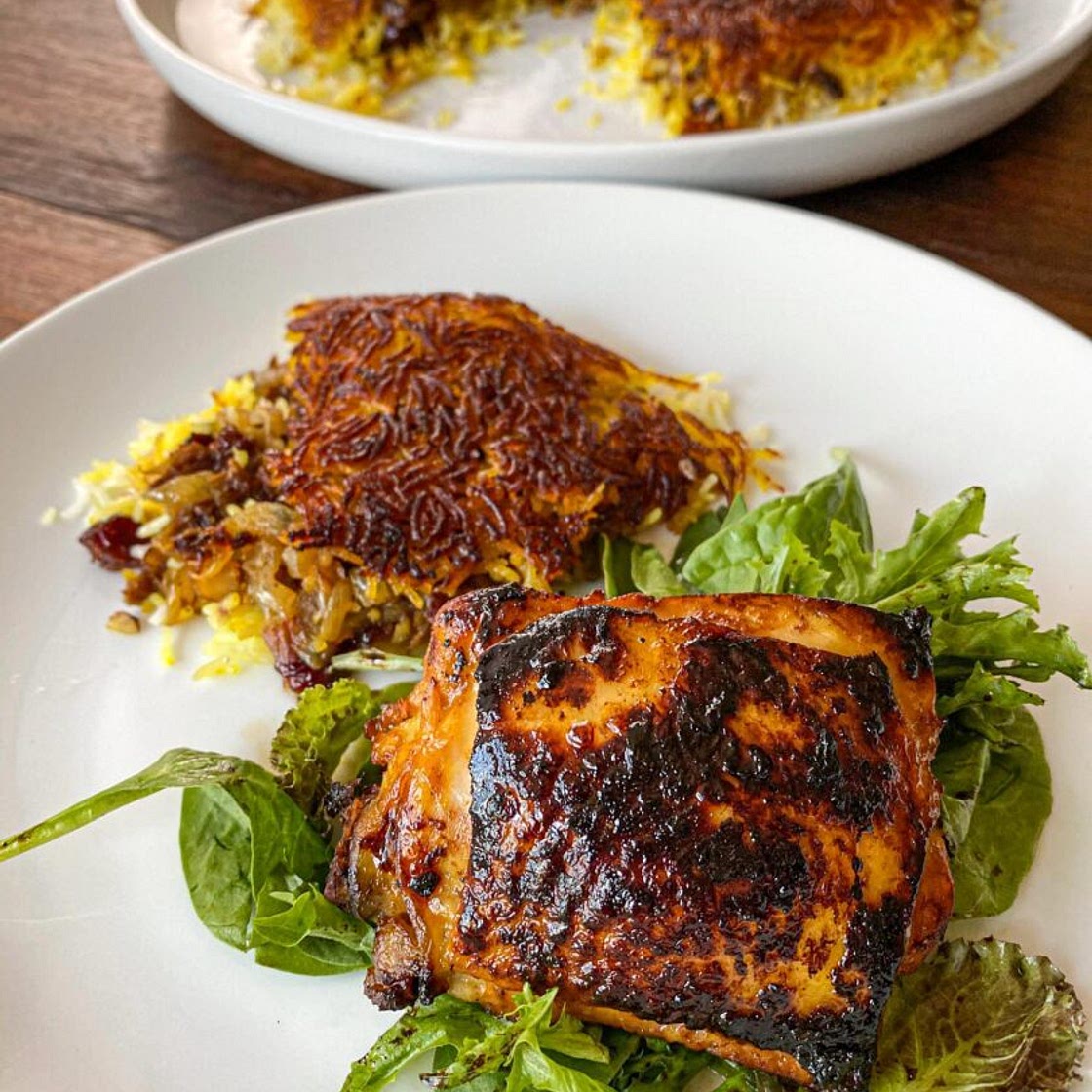 Saffron Lemon Chicken with Persian Saffron Rice