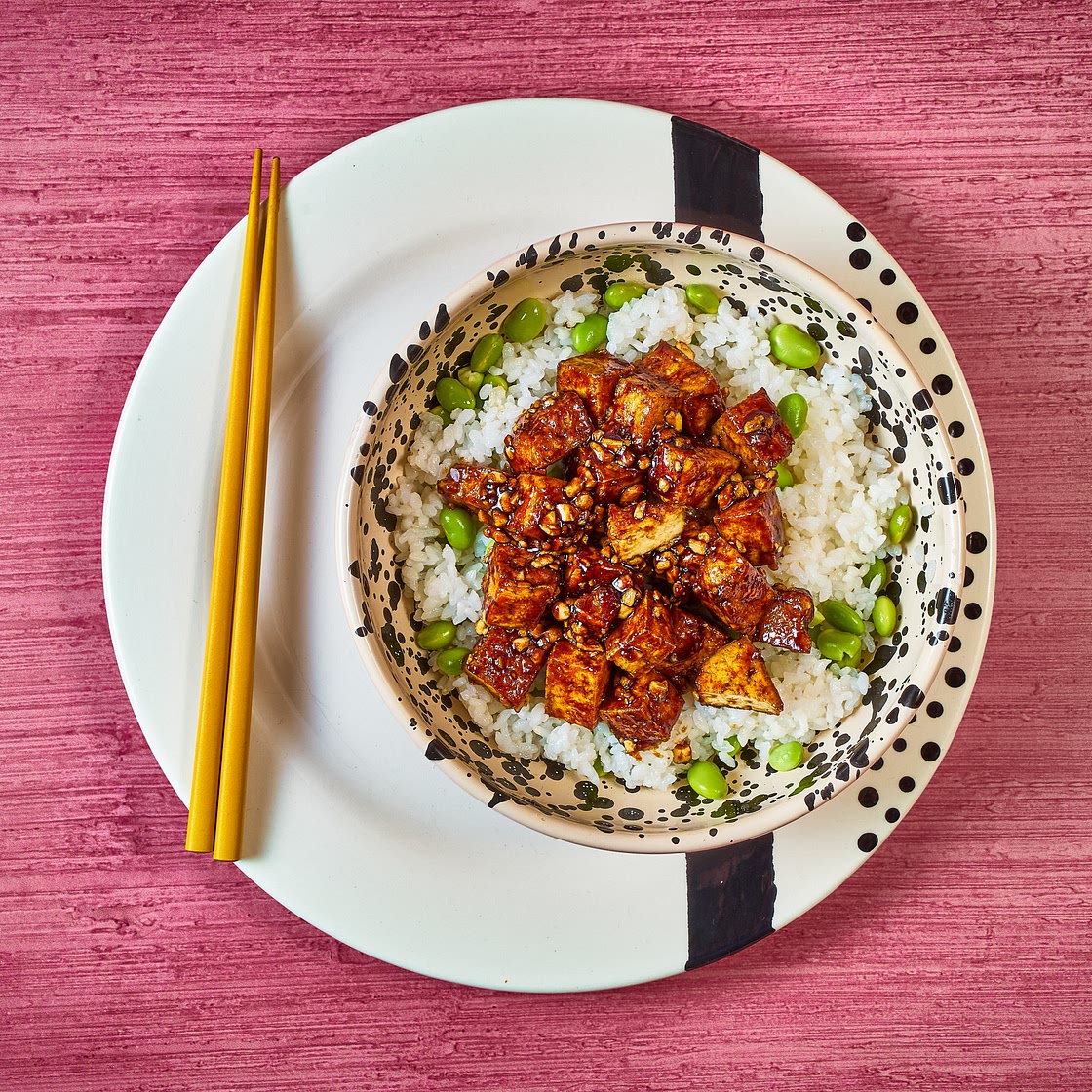 Marmite Teriyaki Tofu With Edamame Rice