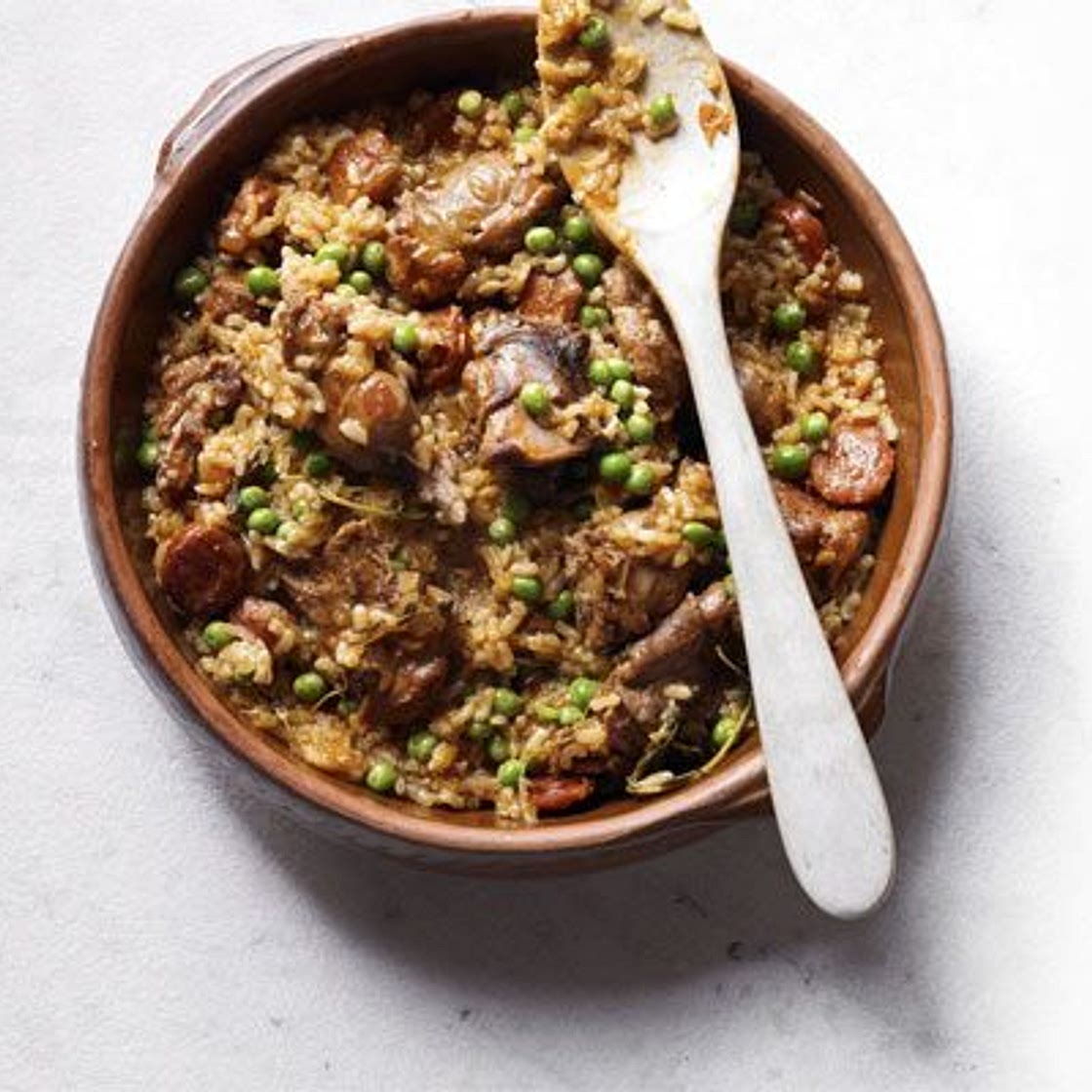 Baked rabbit & chorizo rice