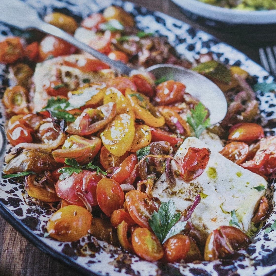 Feta poélée aux tomates cerises, COUSCOUS aux épices