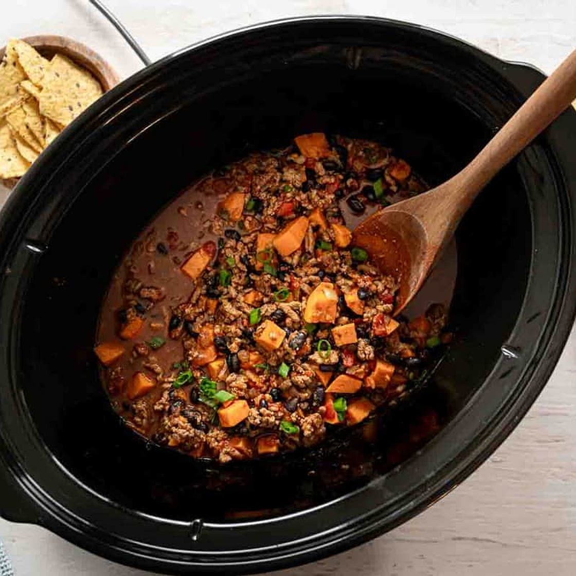 Slow Cooker Turkey Chili with Sweet Potato and Black Beans