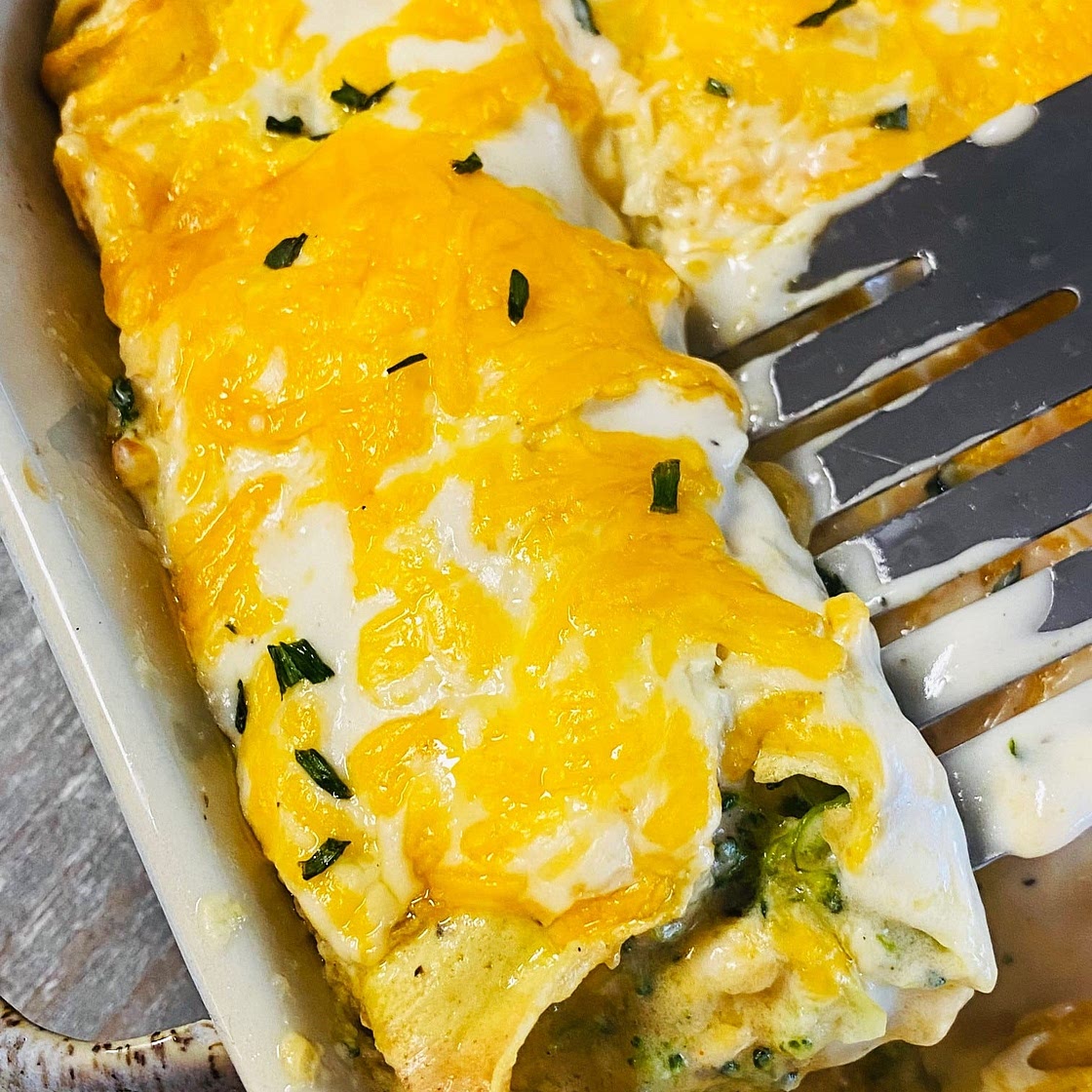 Cheesy Chicken Broccoli Crepes