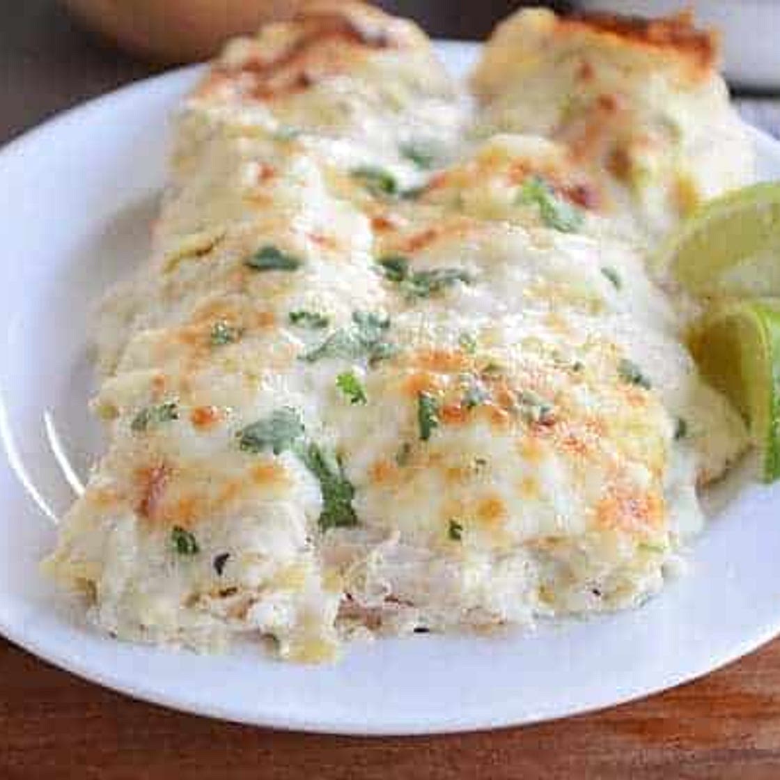 Creamy Green Chile Chicken Enchiladas