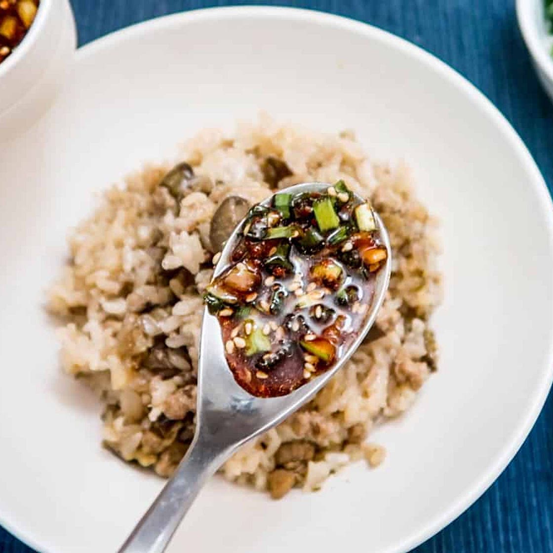 Eggplant Deopbap with Soy Sauce Topping