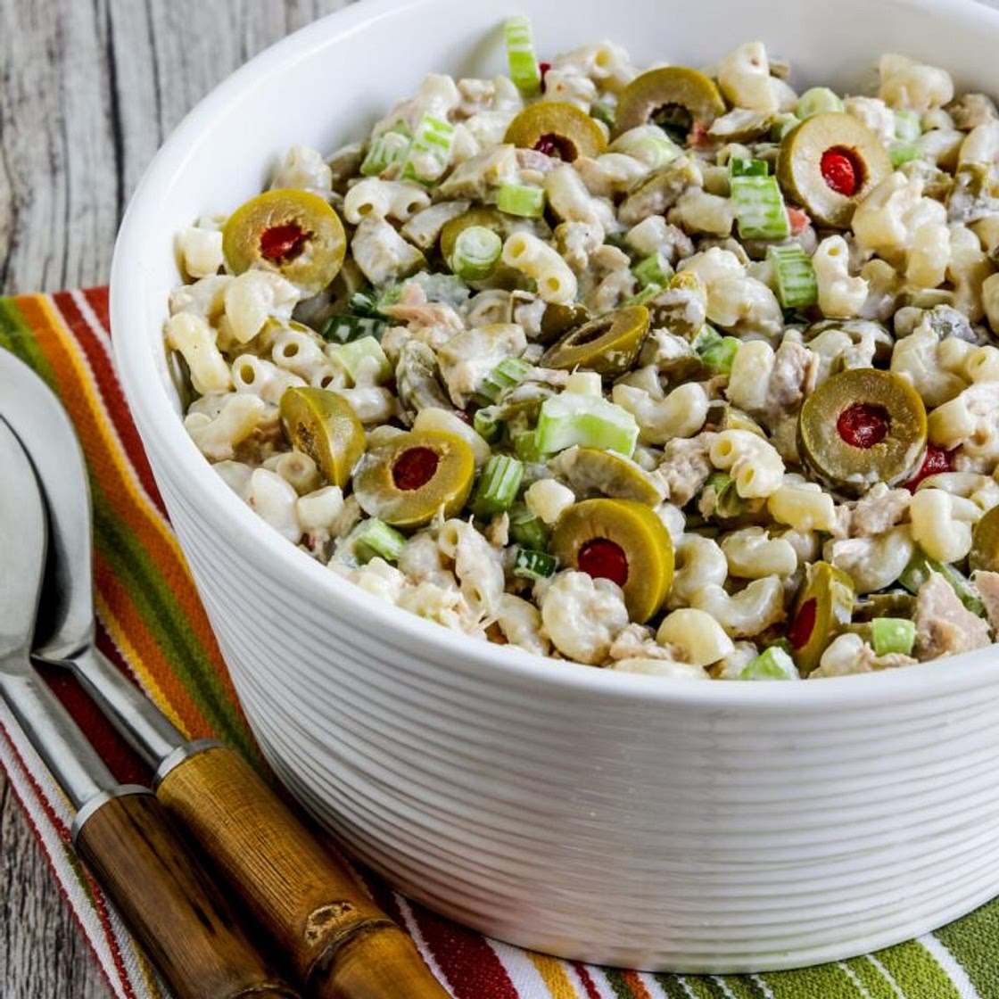 Tuna Macaroni Salad with Green Olives