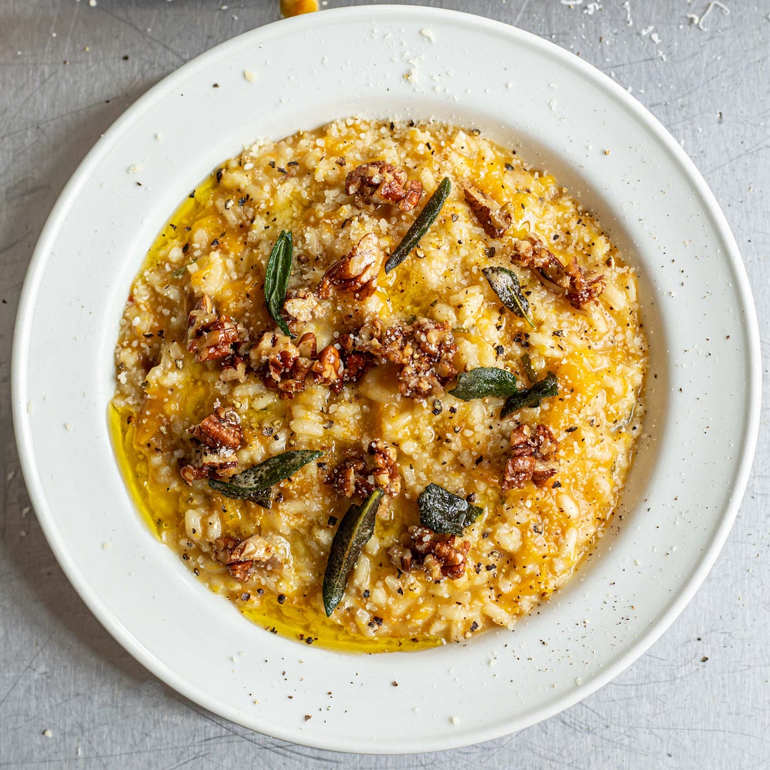 Creamy Pumpkin Risotto with Caramelised Pecans