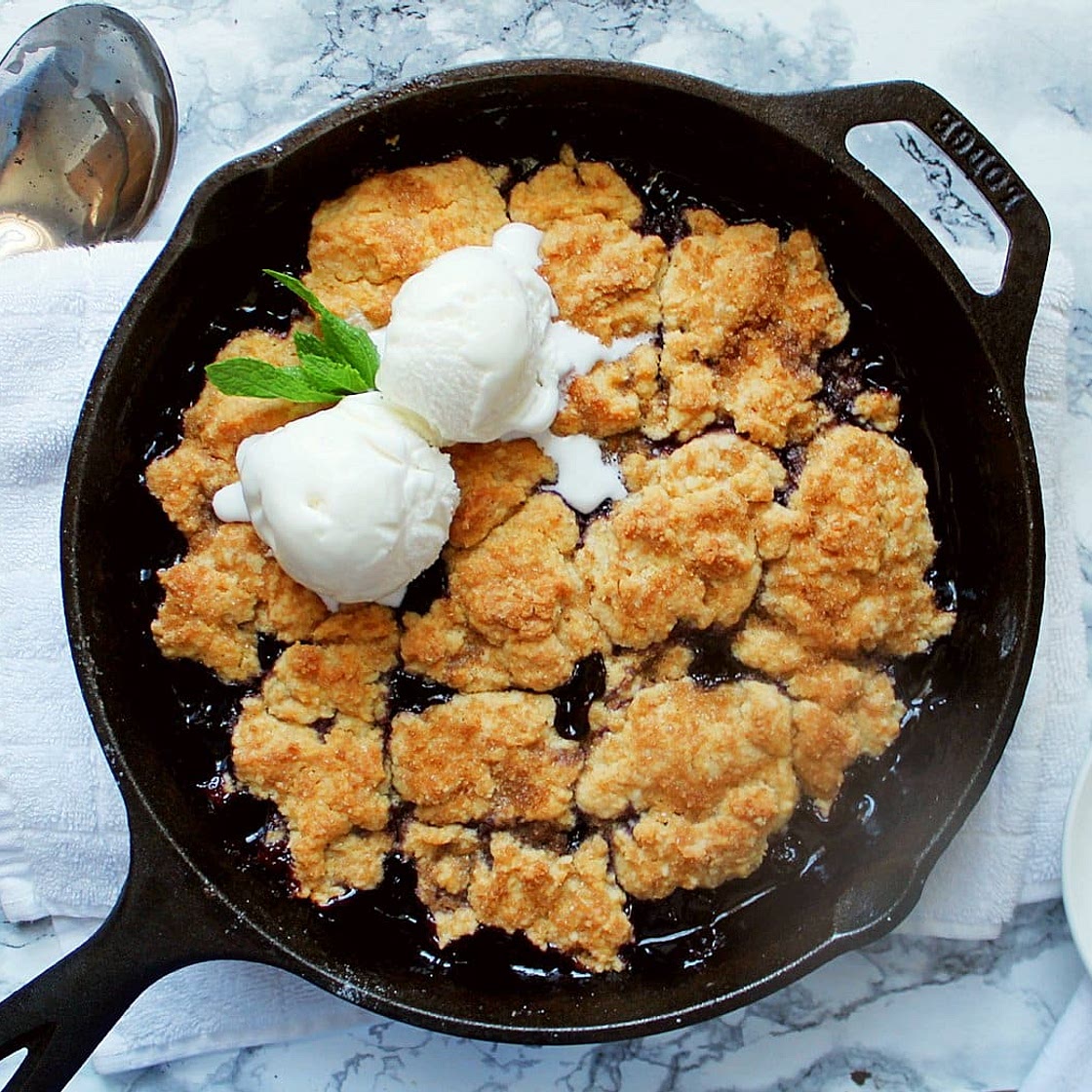 Skillet Blueberry Cobbler with Smoked Sugar
