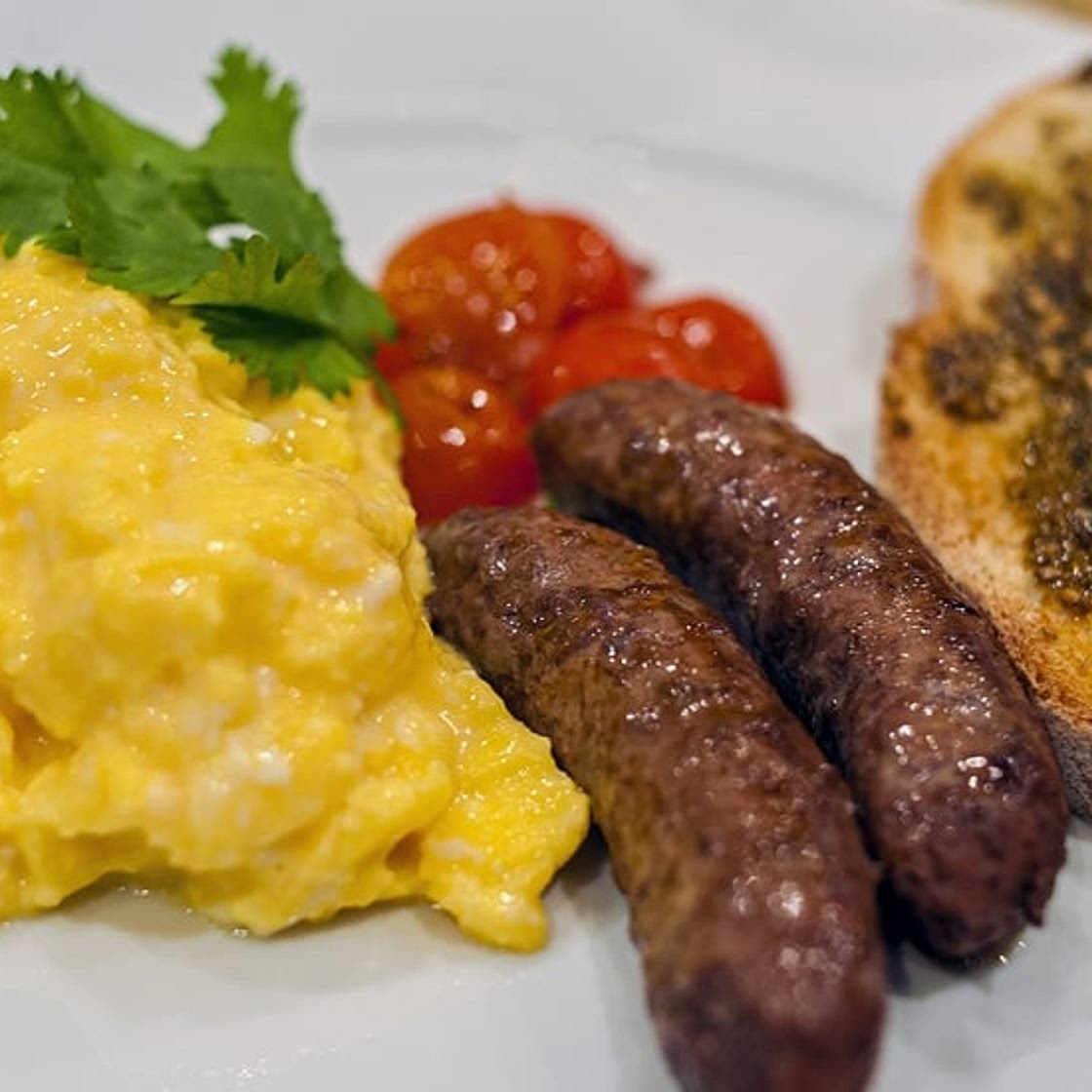 Scrambled Eggs with Arabic Sausage and Za’atar Toast recipe