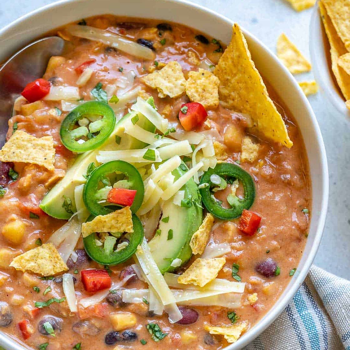 Creamy Vegetarian Tortilla Soup (Easy & Hearty)