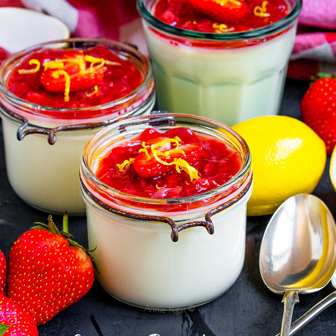 Lemon Posset with Strawberry Sauce