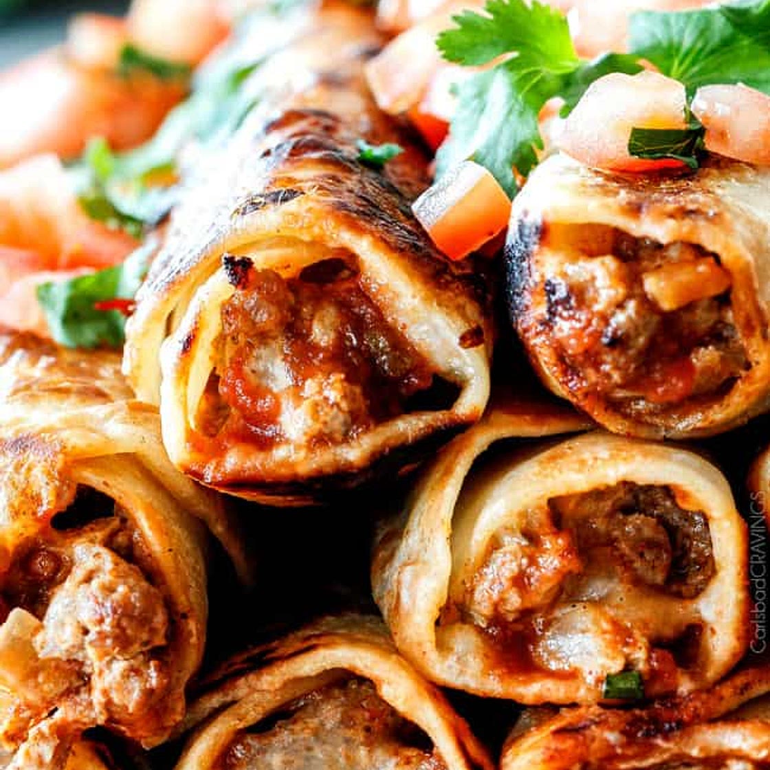 Crispy Jalapeno Popper Beef Taquitos