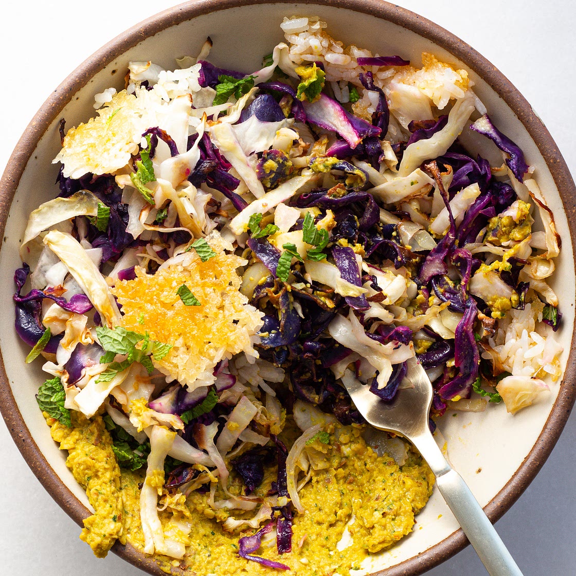 Crispy Lime Cabbage & Turmeric White Bean Mash