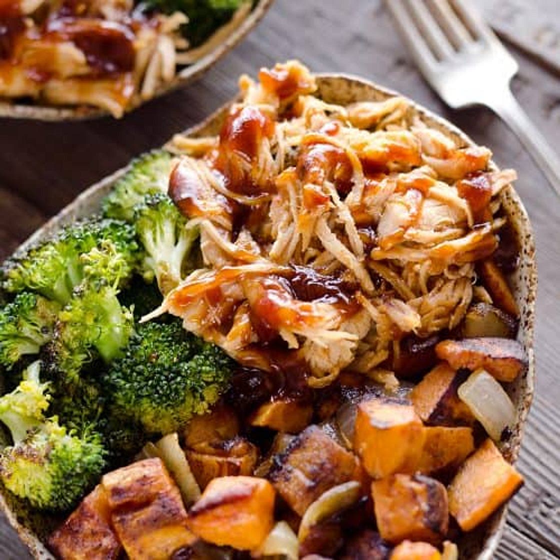 BBQ Chicken & Roasted Sweet Potato Bowls