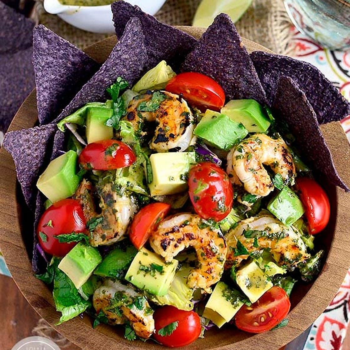 Shrimp and Avocado Taco Salad