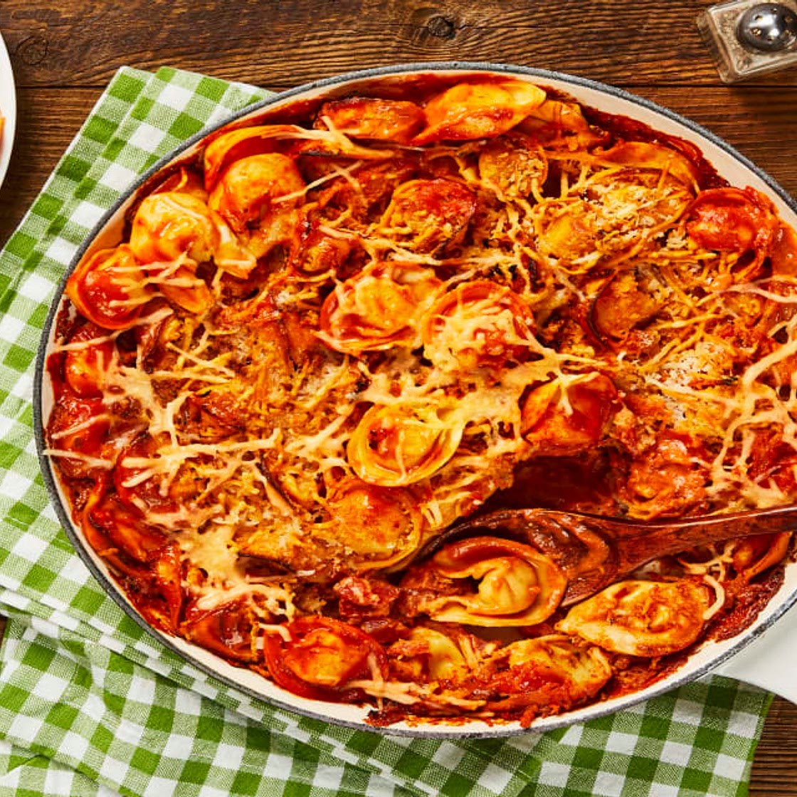 One-Pan Trattoria Tortelloni Bake with a Crispy Parmesan Panko Topping