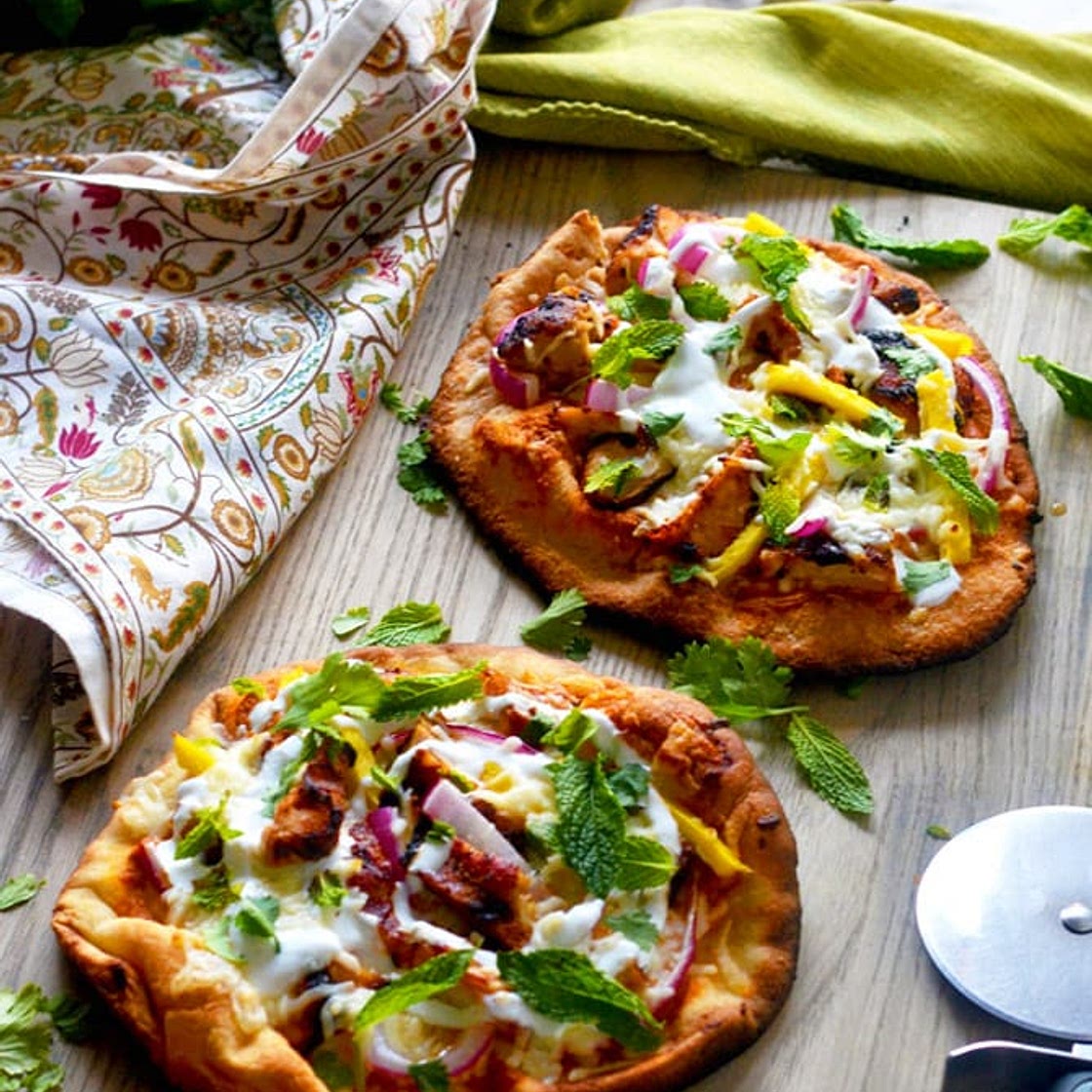 Tandoori Chicken Naan Pizza