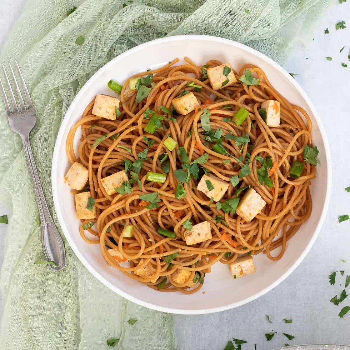 Teriyaki Noodles with Crispy Tofu
