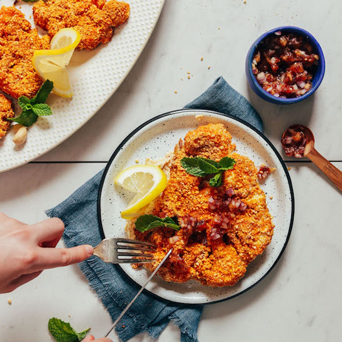 Cashew-Crusted Cauliflower “Steak”