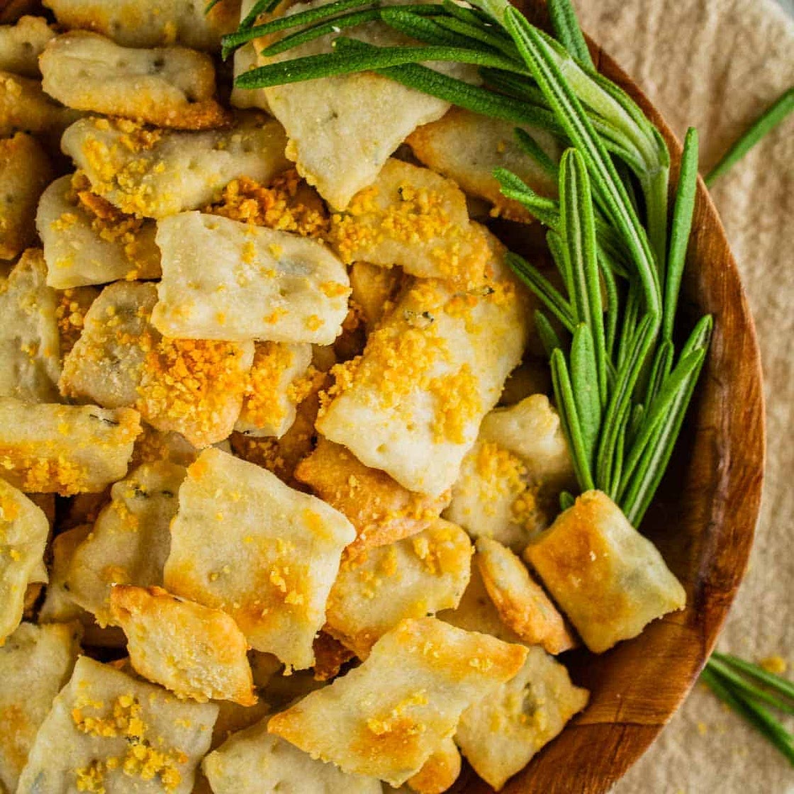 Homemade Parmesan Rosemary Crackers