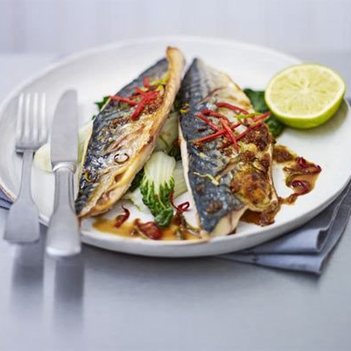 Grilled mackerel with sweet soy glaze