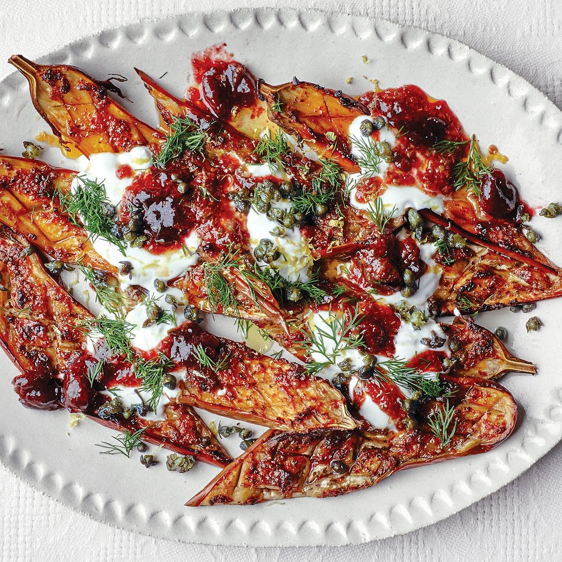 Harissa-Roasted Eggplant With Fried Capers