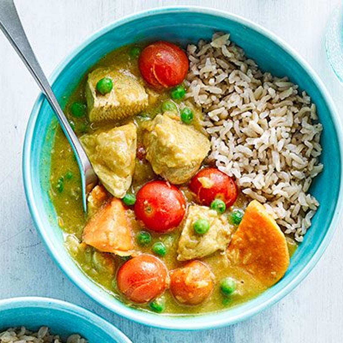 Chicken, sweet potato & pea curry