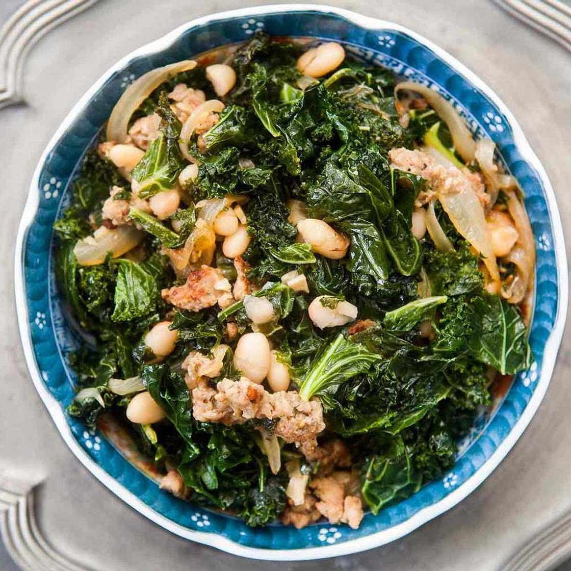 Kale with White Beans and Sausage