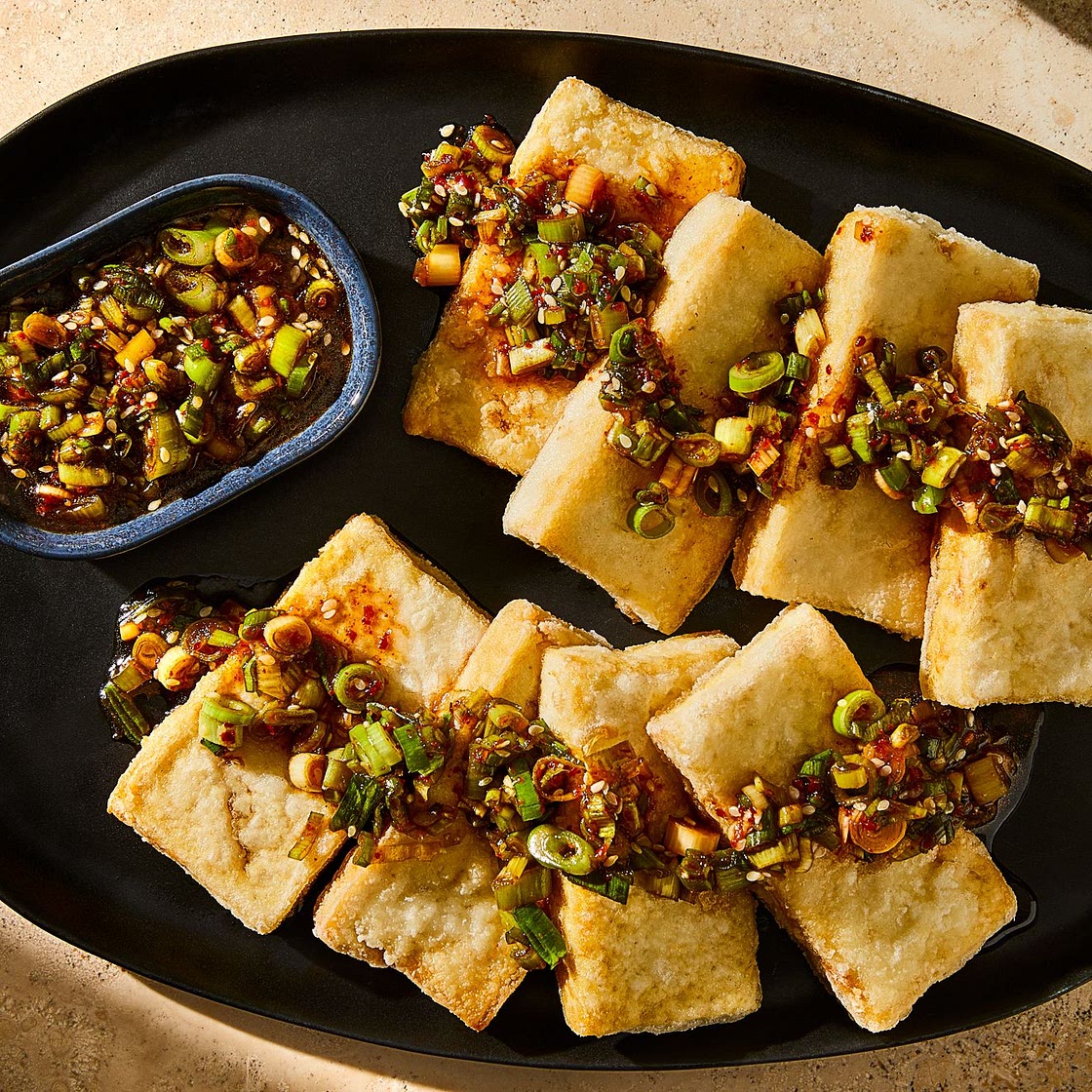 Crispy Pan-Fried Tofu With Soy-Scallion Sauce