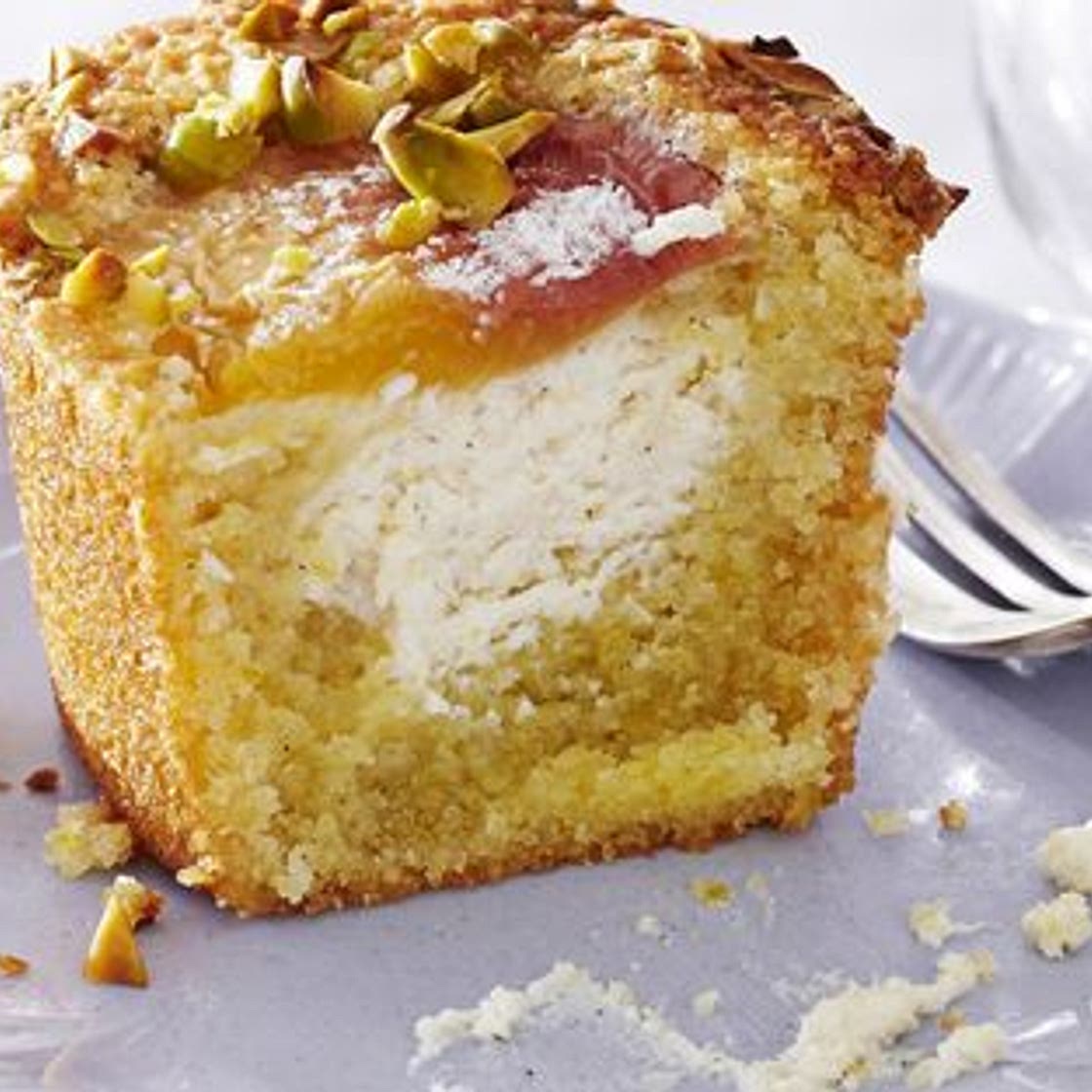 Peach, pistachio and ricotta friands