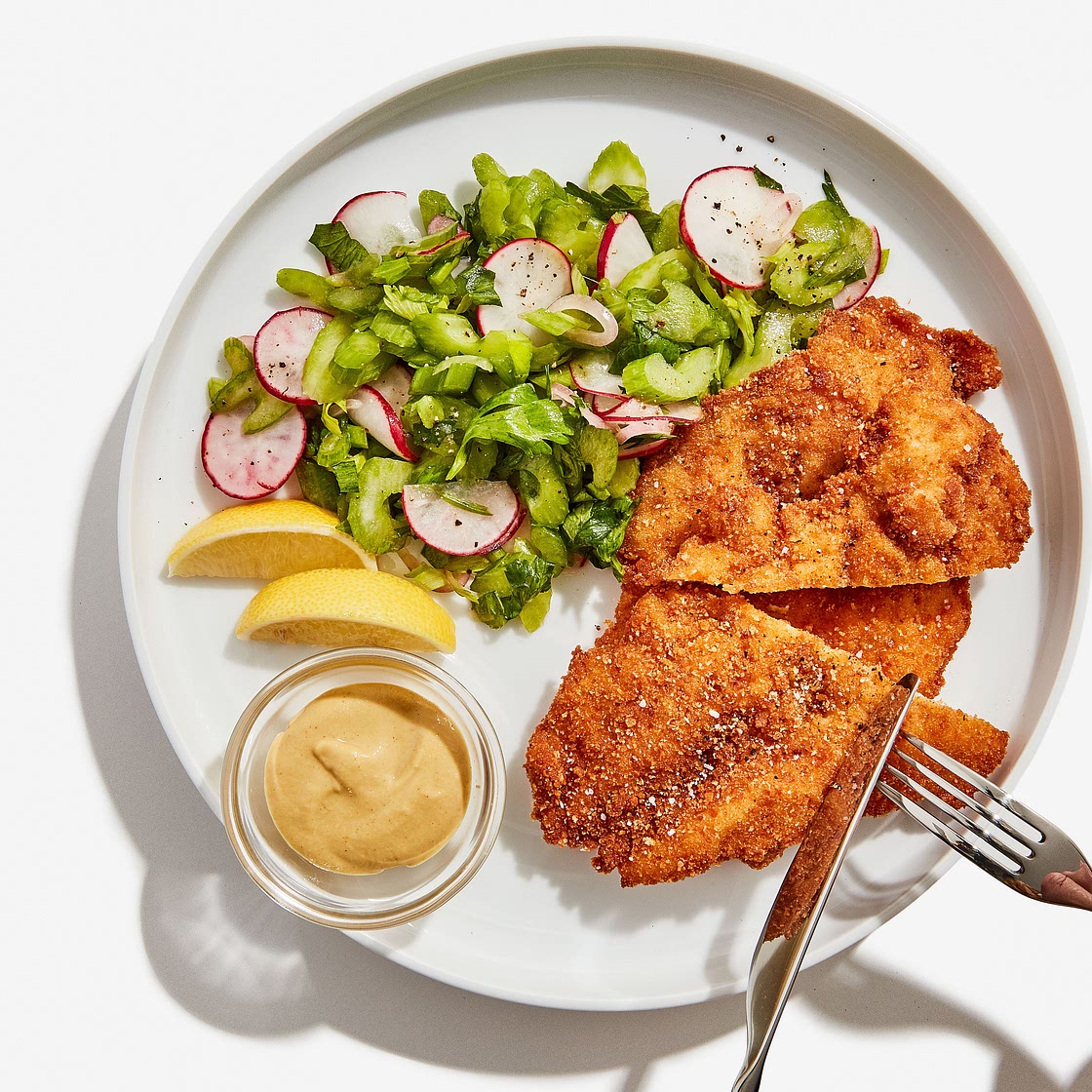 Chicken Schnitzel with Crunchy Salad
