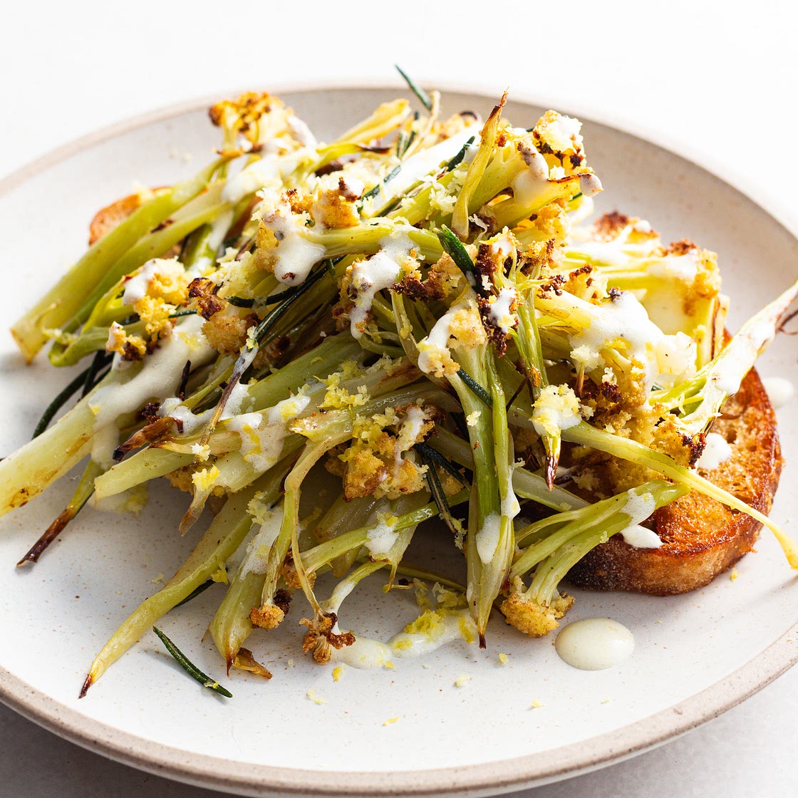 Sprouting Cauliflower with Anchovy Brown Butter & Lemon