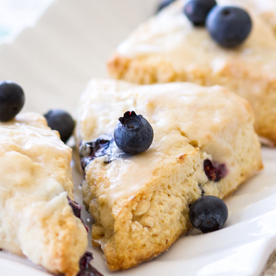 Blueberry Cream Cheese Scones with Vanilla Glaze