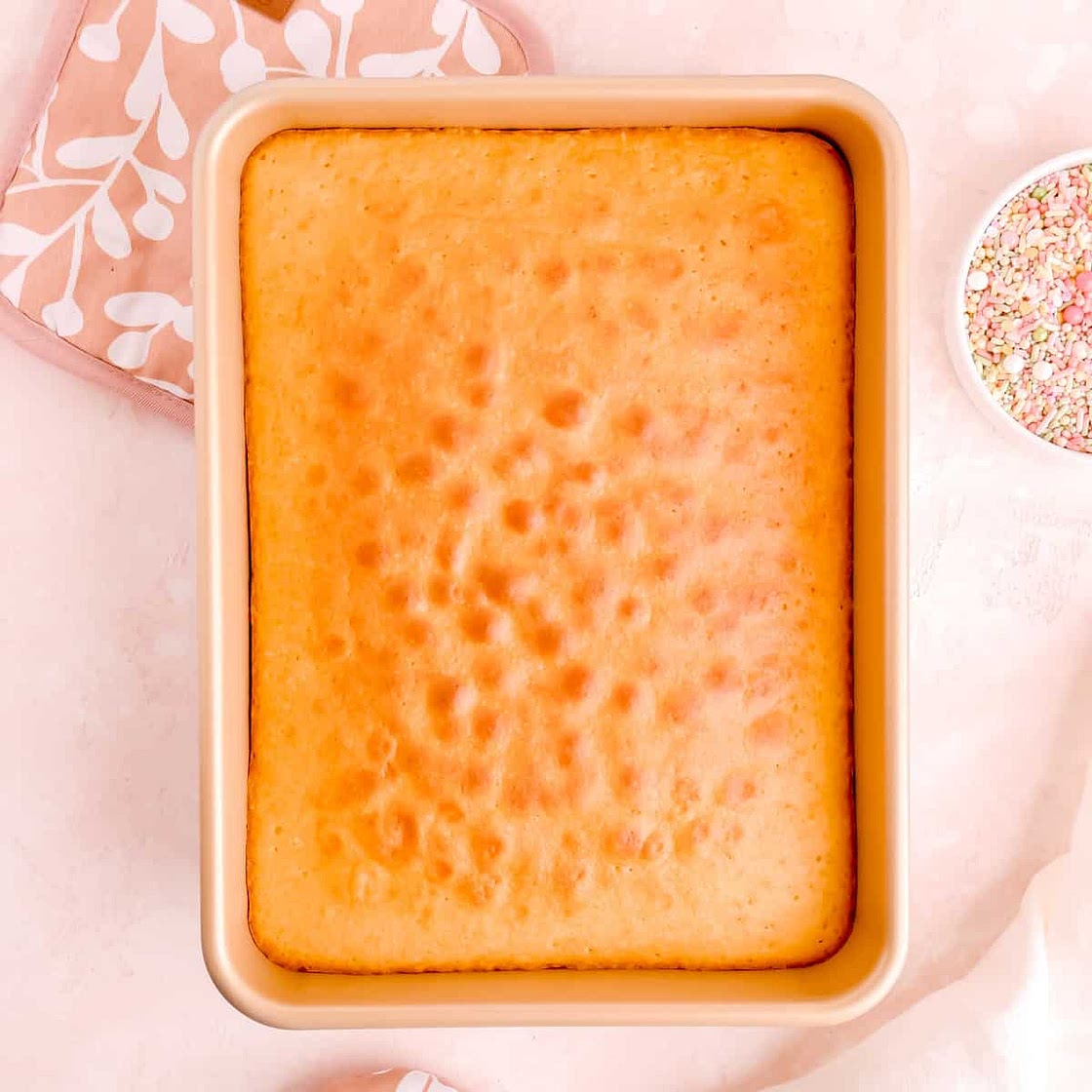 Easy Vanilla Sheet Cake (in a 9"x13" pan!)