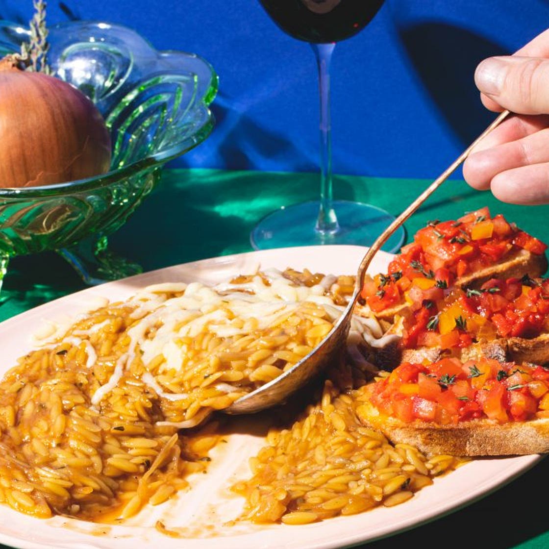 French Onion Orzo Pasta