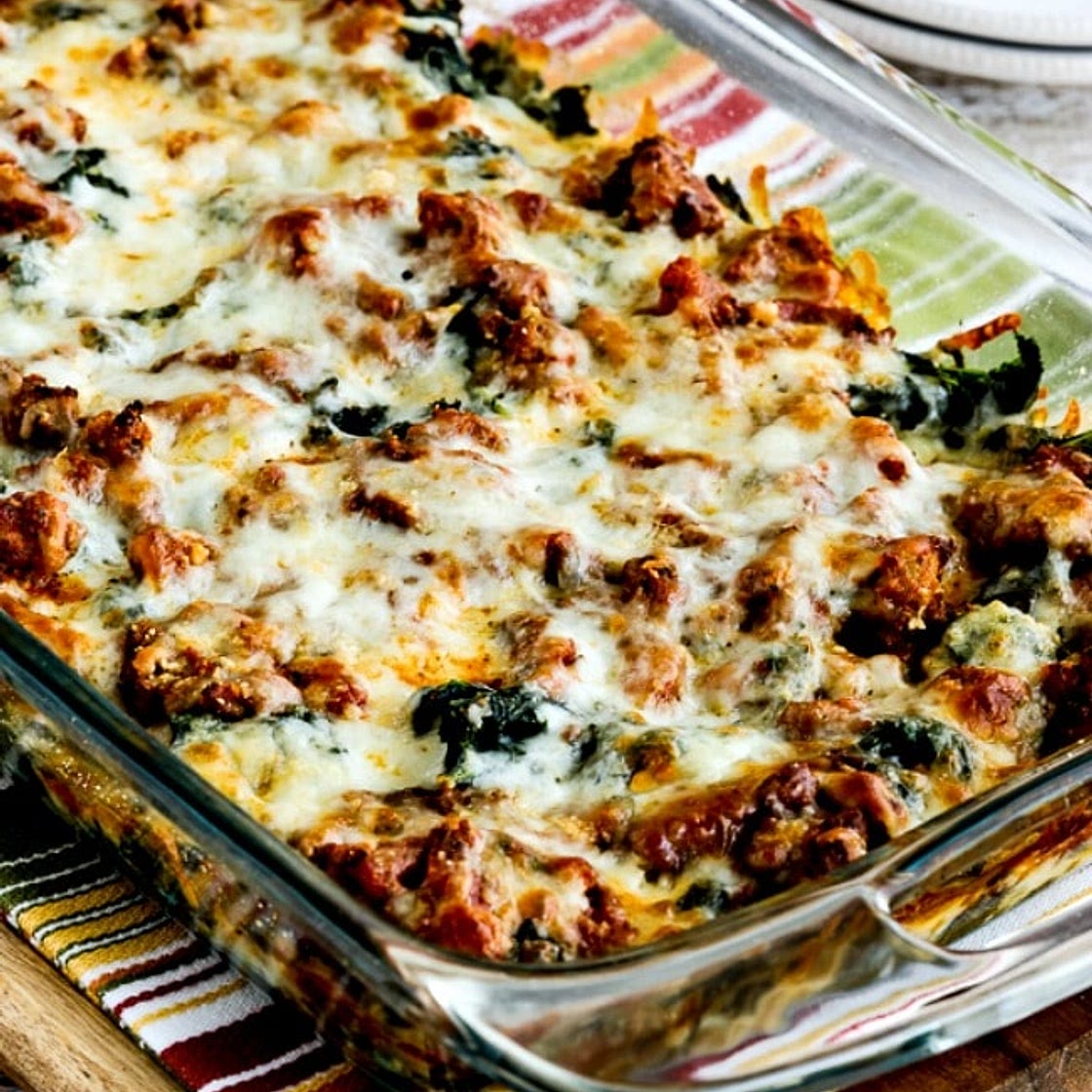 Low-Carb Sausage and Kale Mock Lasagna Casserole