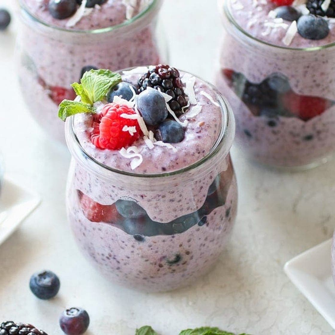 Mixed Berry Protein Chia Pudding