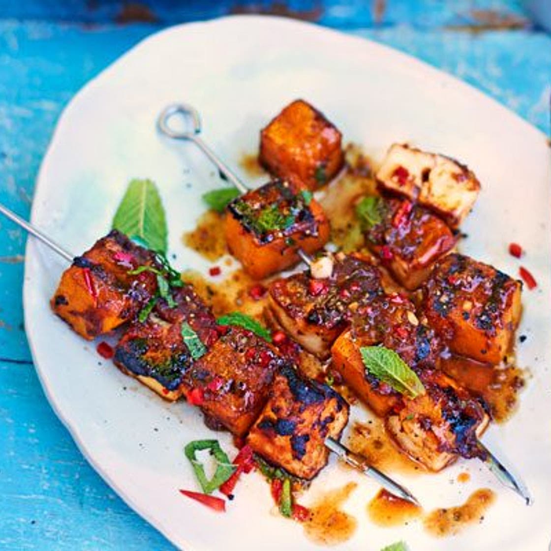 Tamarind squash & halloumi skewers