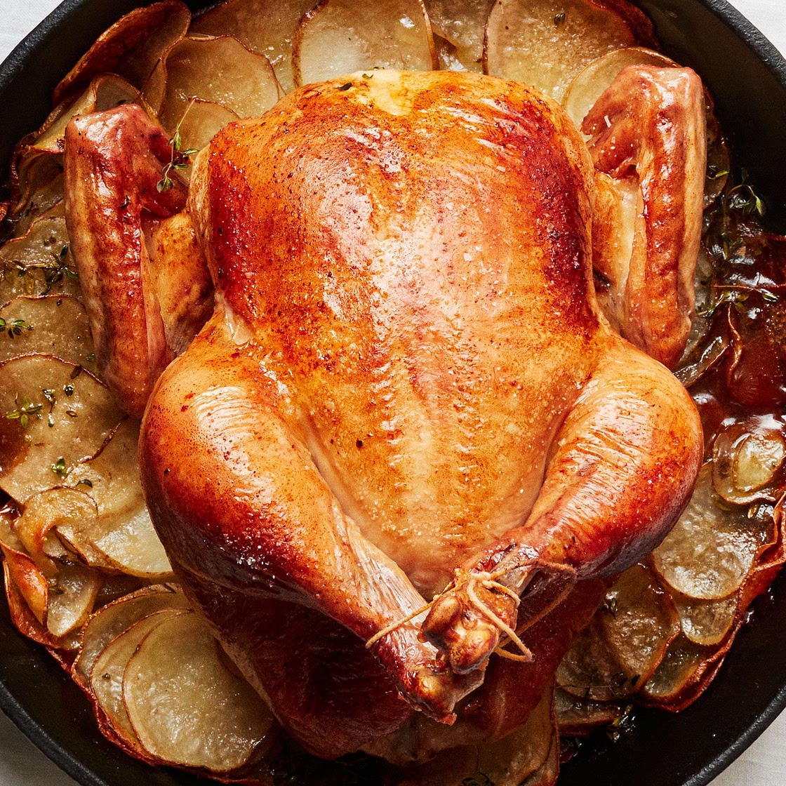 Cast-Iron Roast Chicken with Crispy Potatoes