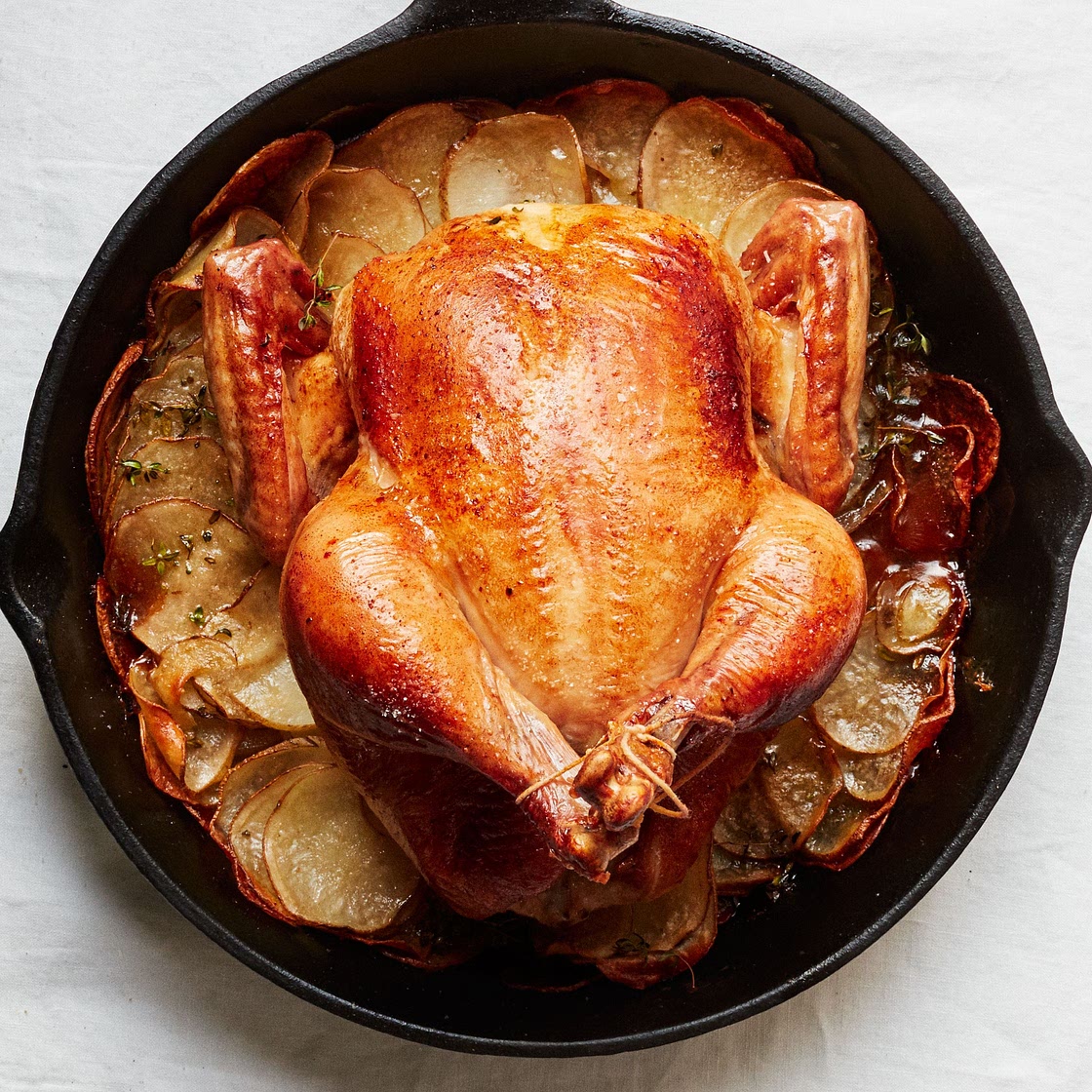 Cast-Iron Roast Chicken with Crispy Potatoes