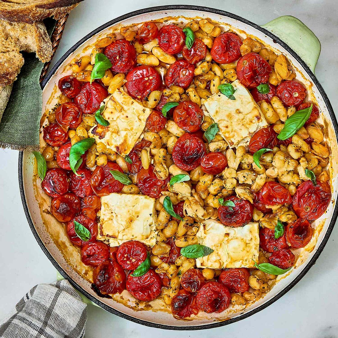 Baked Feta, Tomato & White Bean Skillet