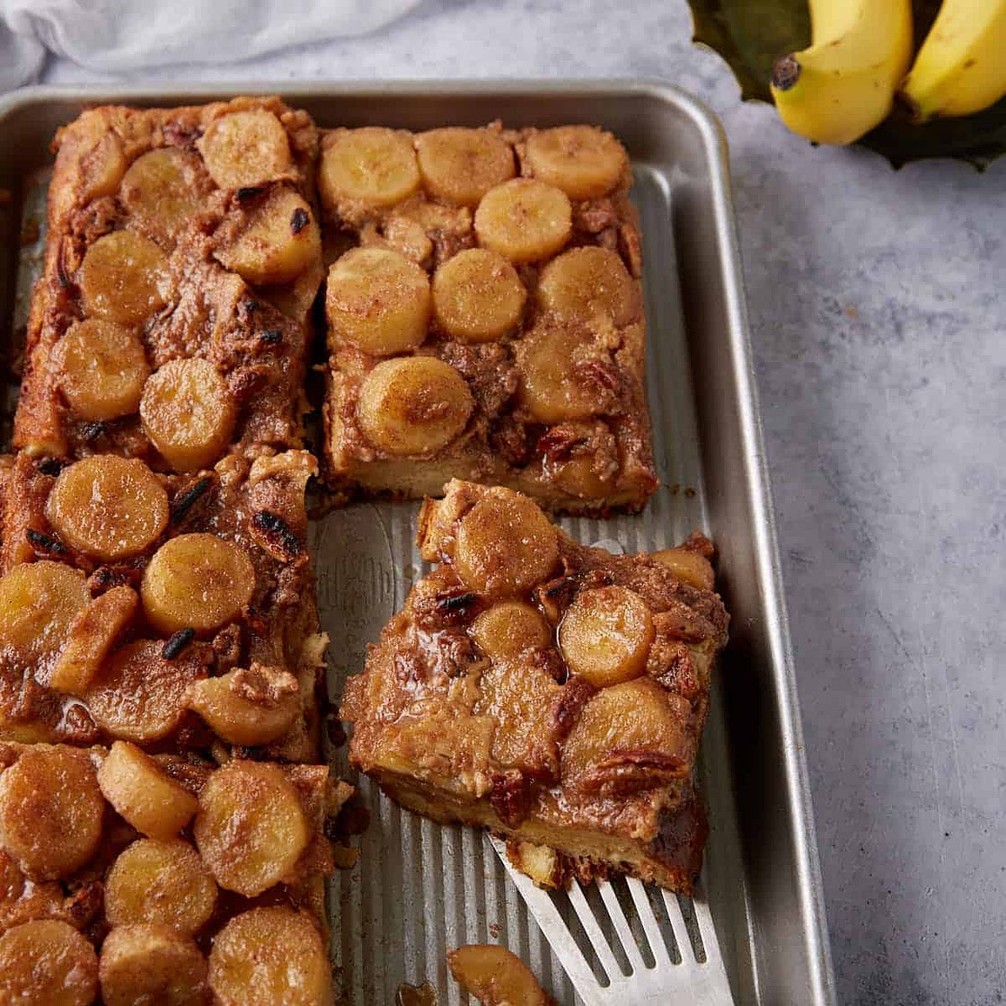 Ooey Gooey Bananas Foster French Toast Casserole