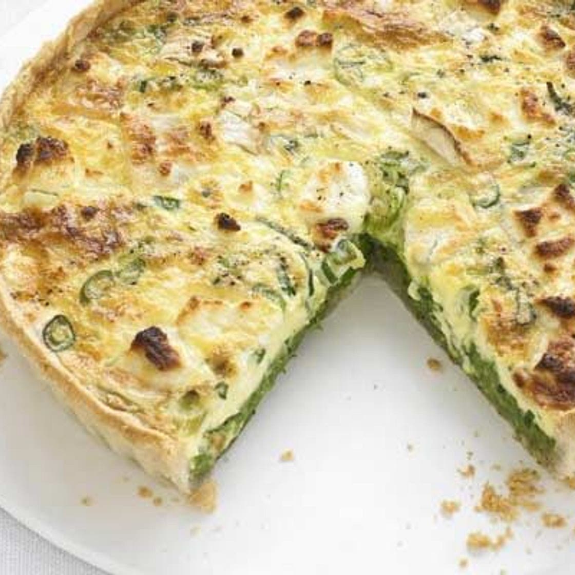 Pea, mint & goat’s cheese quiche