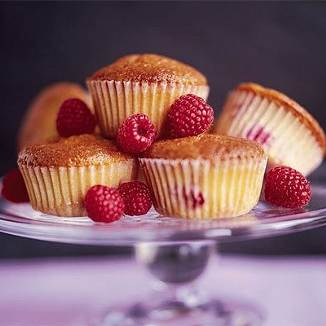 Warm raspberry cupcakes with orange sugar drizzle